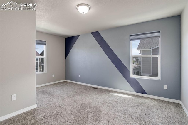interior space with baseboards, a healthy amount of sunlight, and carpet