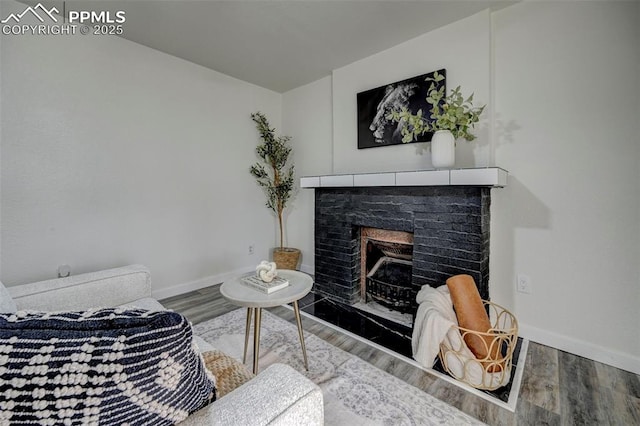 living room with wood-type flooring