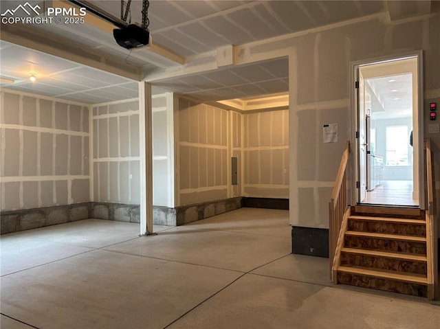 garage with a garage door opener