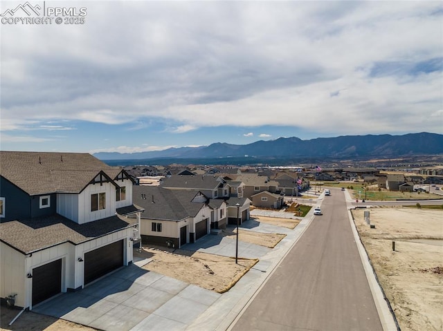 view of mountain feature with a residential view