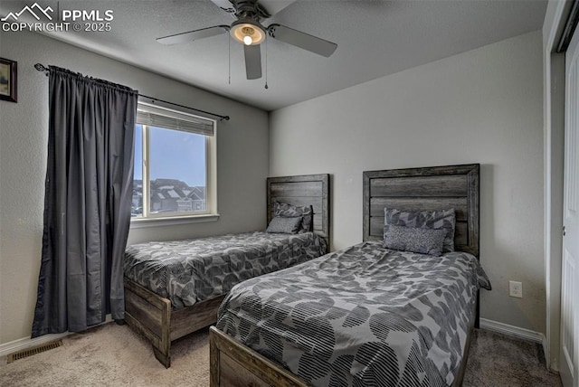 bedroom with carpet floors and ceiling fan