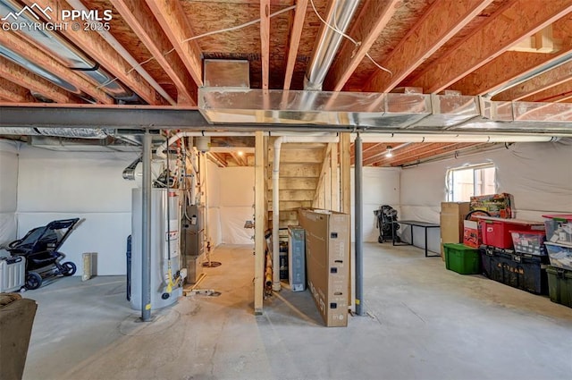 basement with water heater