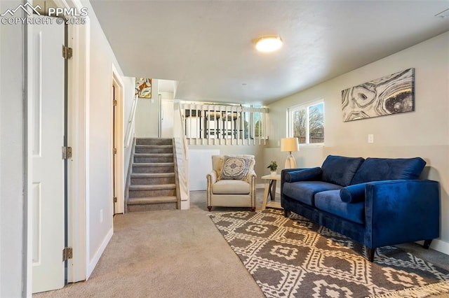 living room with carpet floors