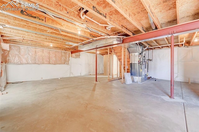 basement with heating unit