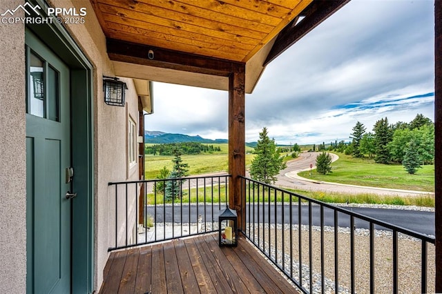 balcony with a mountain view