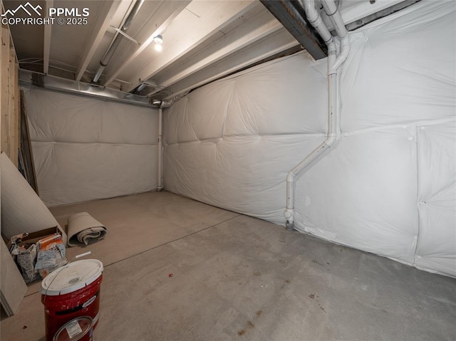 view of unfinished basement