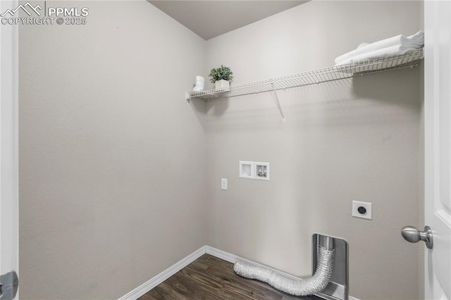 laundry room featuring washer hookup, wood-type flooring, and electric dryer hookup