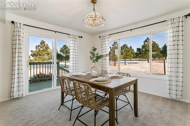 view of carpeted dining room