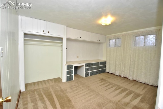 unfurnished bedroom with light colored carpet