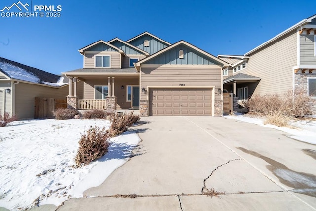 craftsman-style home featuring a garage and covered porch