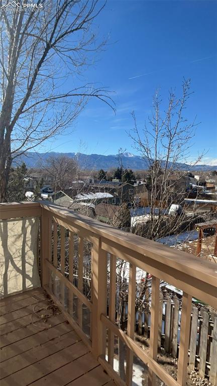 deck with a mountain view