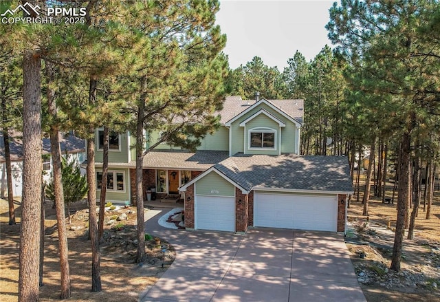 view of front of house with a garage