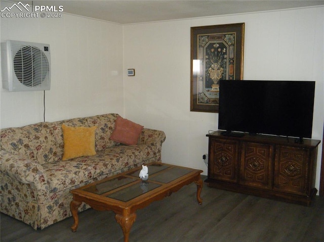 living room with wood finished floors