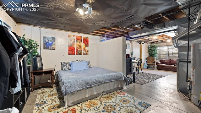 bedroom with concrete floors