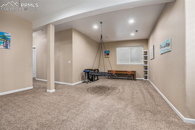 rec room with carpet floors