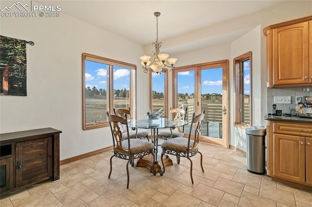 dining room with an inviting chandelier