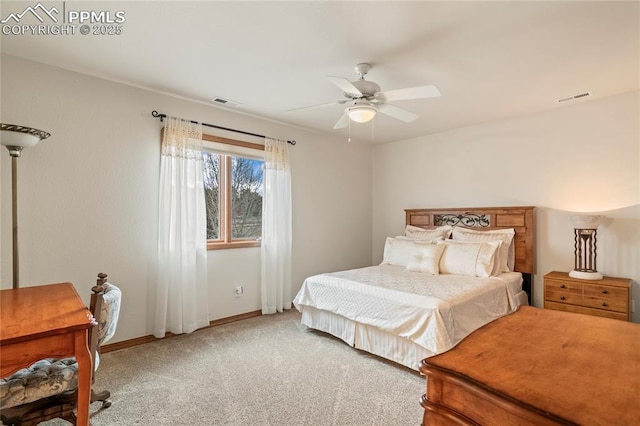 bedroom with carpet floors and ceiling fan