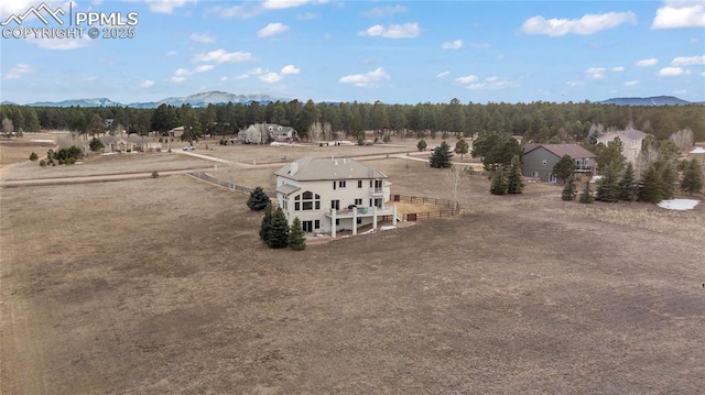 drone / aerial view with a mountain view