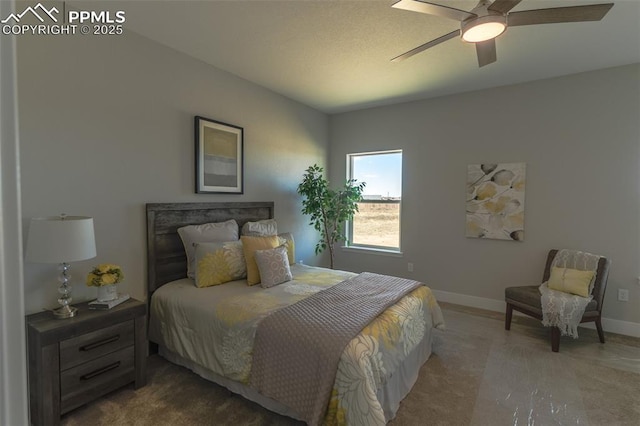 bedroom featuring ceiling fan