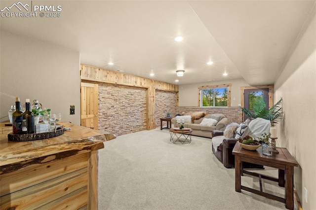 living room with carpet floors