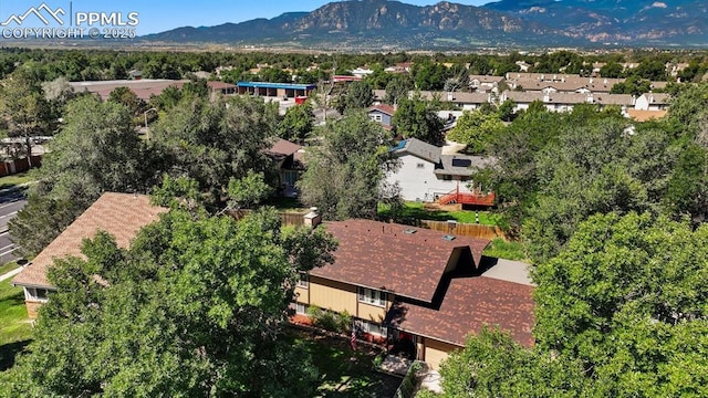 aerial view with a mountain view