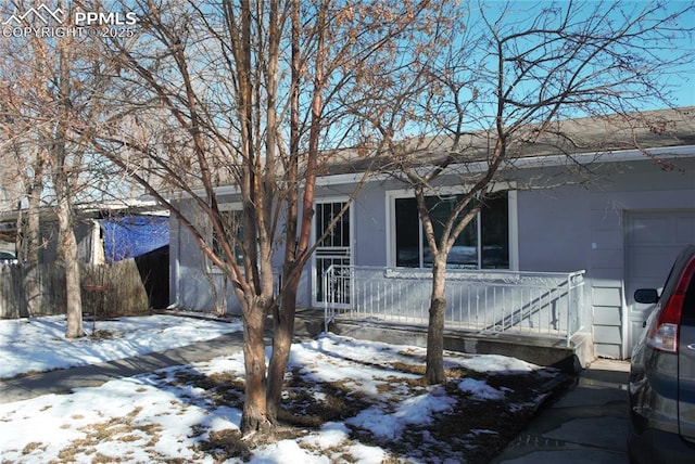 exterior space with a garage