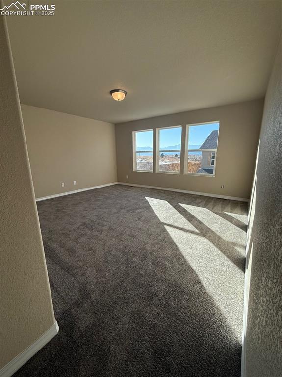 empty room with dark colored carpet