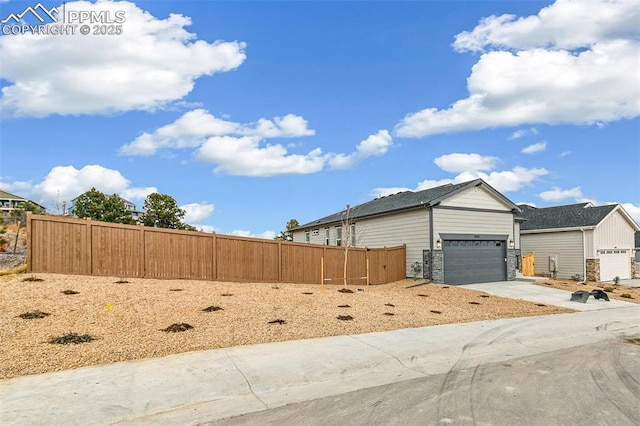 exterior space with a garage