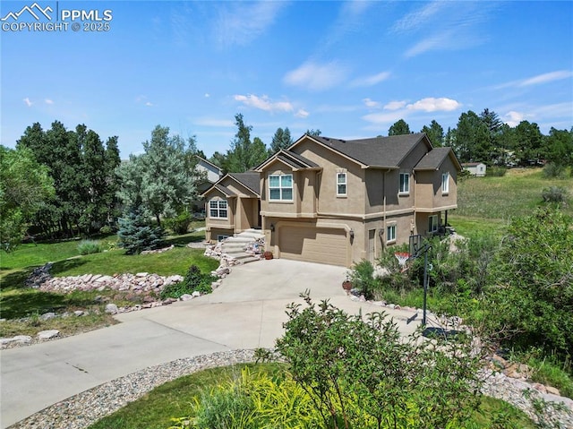 view of front of house with a garage