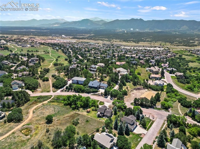 bird's eye view featuring a mountain view