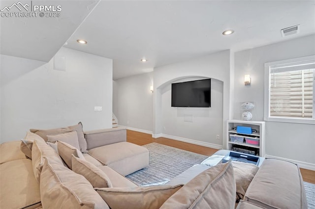 living room featuring light hardwood / wood-style floors