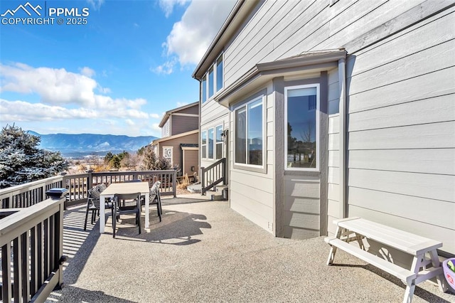 view of patio with a mountain view