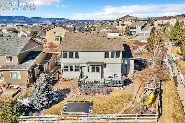 bird's eye view with a mountain view