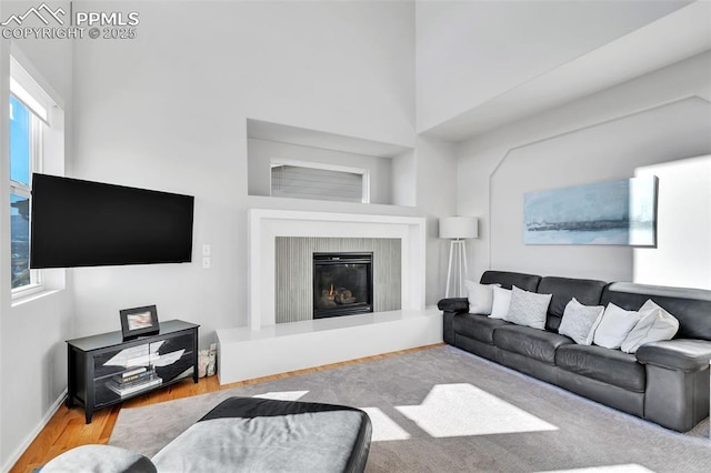 living room with light wood-type flooring