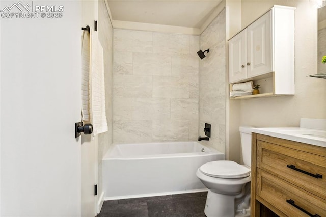 full bathroom with vanity, toilet, and tiled shower / bath