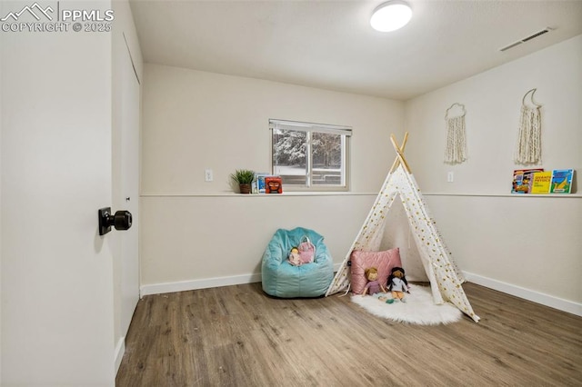 playroom with wood-type flooring