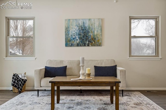 sitting room featuring hardwood / wood-style flooring