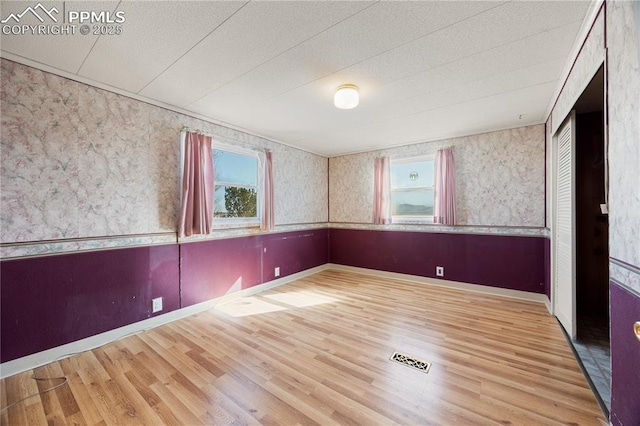 spare room featuring wood-type flooring