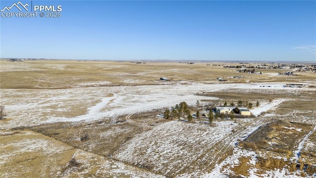 bird's eye view with a rural view