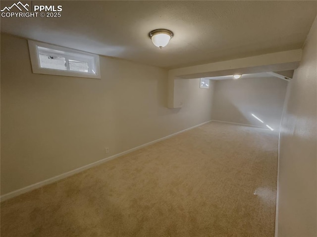 basement with carpet floors