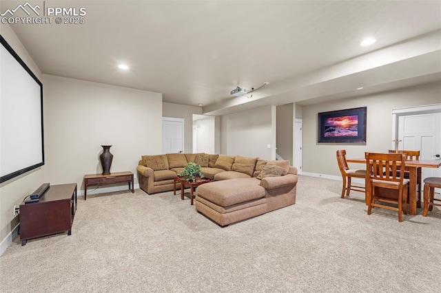 view of carpeted home theater room