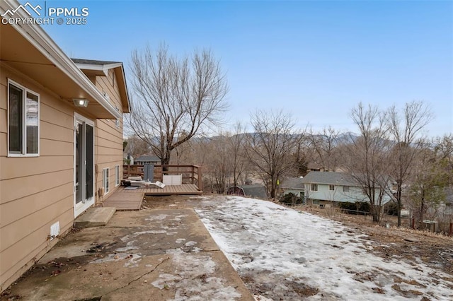 view of yard with a wooden deck