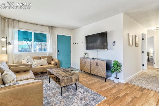 living room with hardwood / wood-style flooring