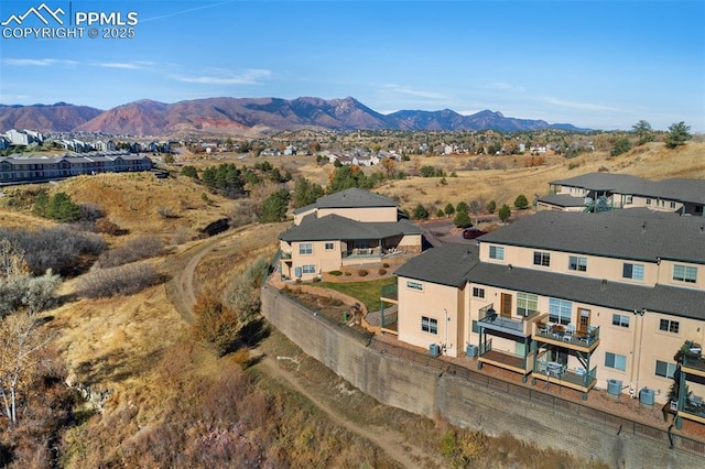 drone / aerial view with a mountain view