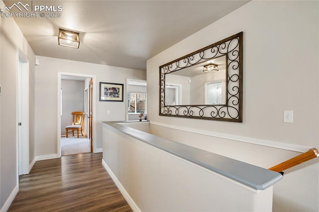 hallway with dark wood-type flooring