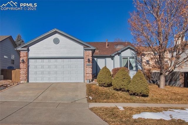 single story home with a garage