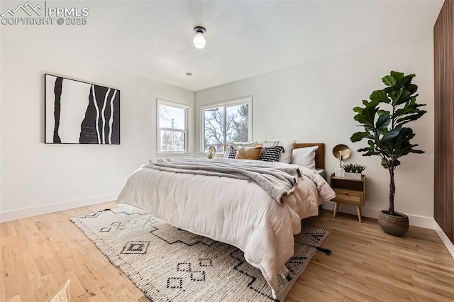 bedroom with light hardwood / wood-style flooring