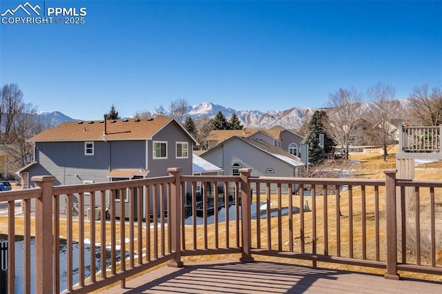 deck featuring a mountain view