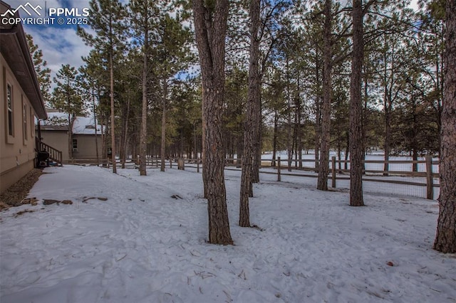 view of yard covered in snow