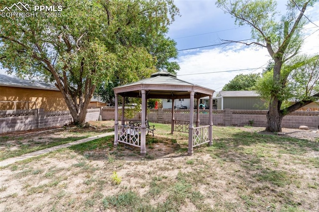 view of yard with a gazebo